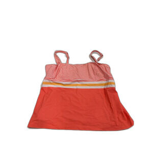 Lands' End Tankini Top Coral Stripe Square Neck Underwire Size 18